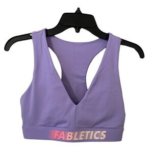Fabletics Women's On-The-Go Midi Impact Fields of Lilac Purple Sports Bra Size S